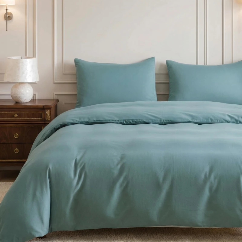 HeimenAogo Egyptian Cotton Duvet Cover Set Full, Ultra Soft and Breathable Comforter Cover with Zipper Closure, High Thread Count Long Staple Cotton Blanket Cover 3Pcs Teal (80"×90")
