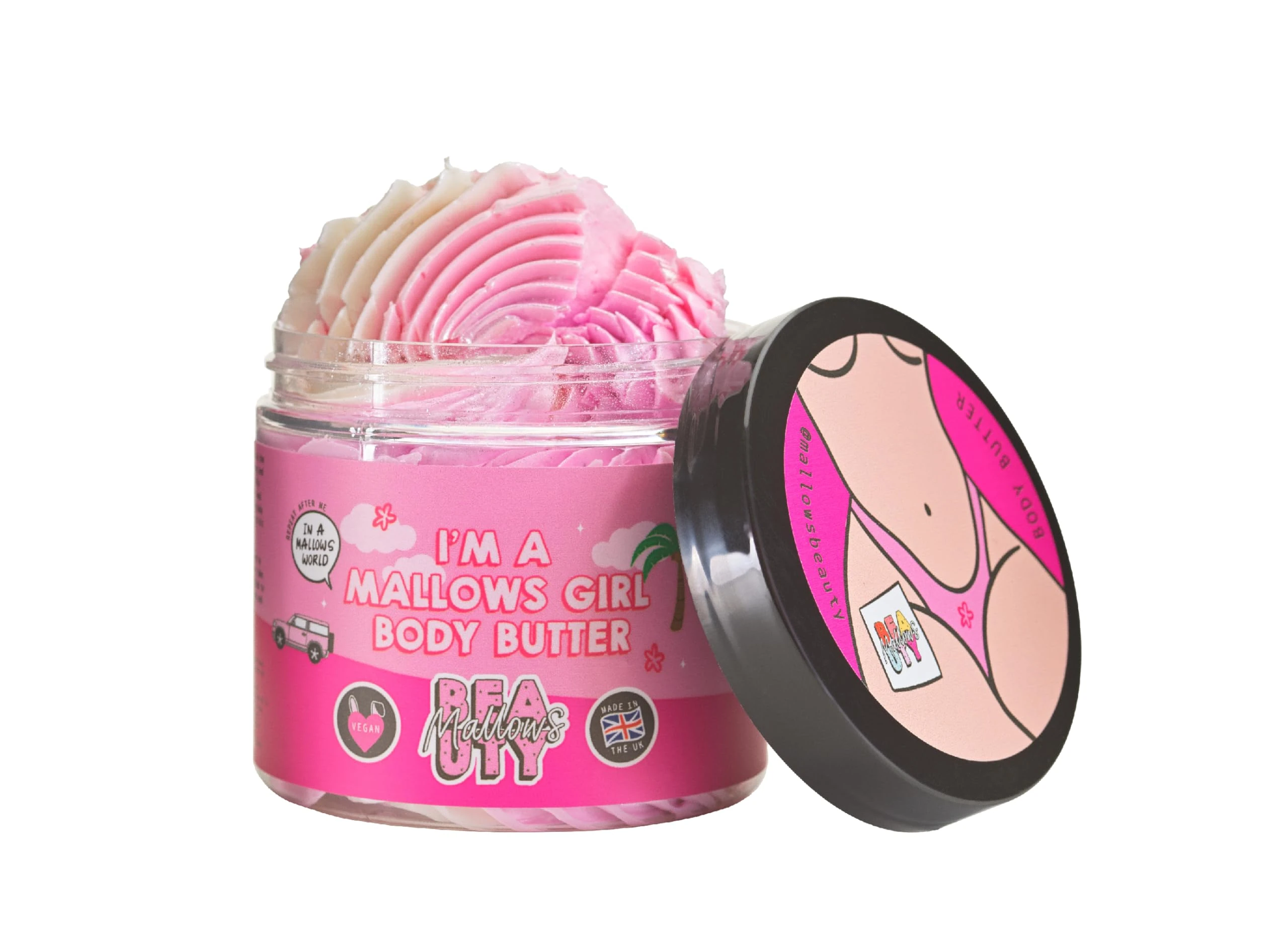 Mallows Beauty Body Butter Shea Nourishing Cocoa & Vanilla Butter I'm a Mallows Girl for Silky Smooth Skin Hydrates and Soothes Razor Burn and Dryness