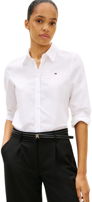 Tommy Hilfiger Women’s Cotton Shirt, White (Th Optic White), 16