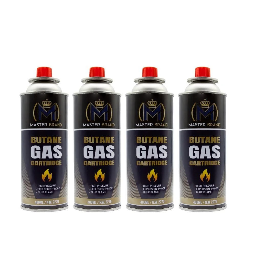 MASTER BRAND Butane Gas Bottles Canisters for Camping Heater, Cooker, BBQ (PACK OF 4)