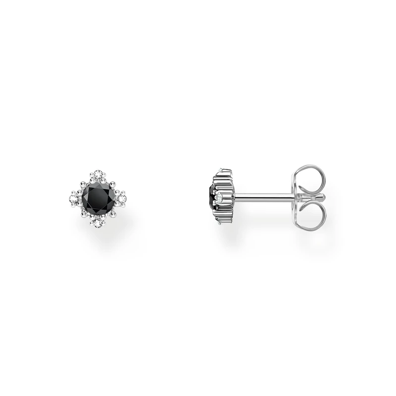 Thomas Sabo Vintage Stud Earrings With Black Stone 925 Sterling Silver H2311-643-11 - Image 1