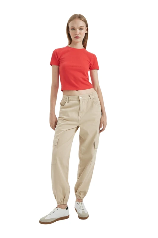 DeFacto Women's Stilvolle Hosen Modische Jeggings Bequeme Jeanshose Frauen Jeans und Hose für Damen Pants, Stone, 10