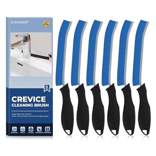 Cleangor Crevice Cleaning Brushes, Cleaner Scrub Brush Tool for Hard to Reach Tight Space, Home Essentials, Cleaning Supplies for Shower, Bathroom, Kitchen, Toilet, Window