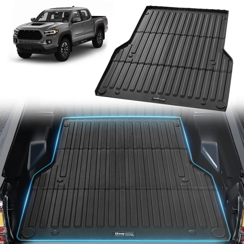 VEVOR Truck Bed Mat, Compatible with 2005-2023 Toyota Tacoma, TPE Truck Bed Liner Mat Fits for 5 FT Bed, Thick and Heavy-Duty Bed Mat Car Accessories for All-Weather Protection, Prevent Slipping