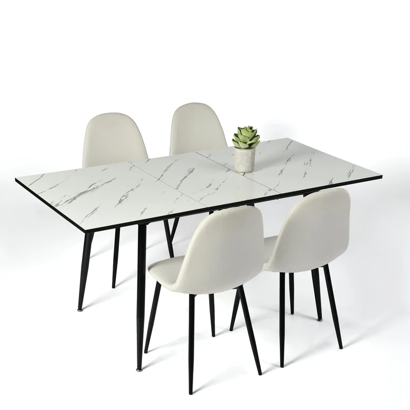 39F Furniture Dream Rectangular Dining Set with 4 Chairs - Set of 4 Chairs with Kitchen Table and Dining Room