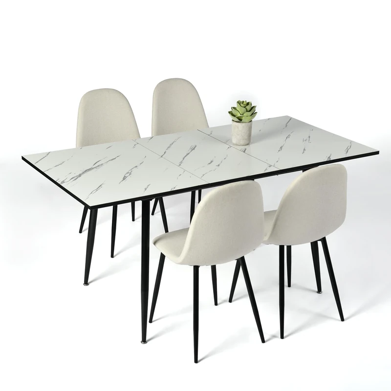 39F Furniture Dream Rectangular Dining Set with 4 Chairs - Set of 4 Chairs with Kitchen Table and Dining Room