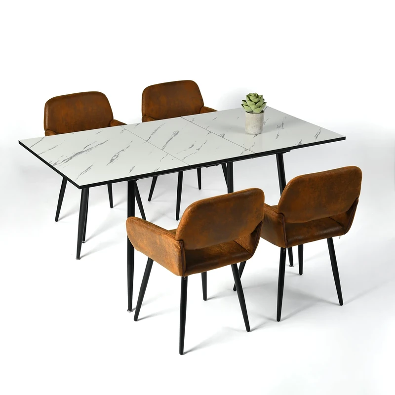 39F Furniture Dream Rectangular Dining Set with 4 Chairs - Set of 4 Chairs with Kitchen Table and Dining Room