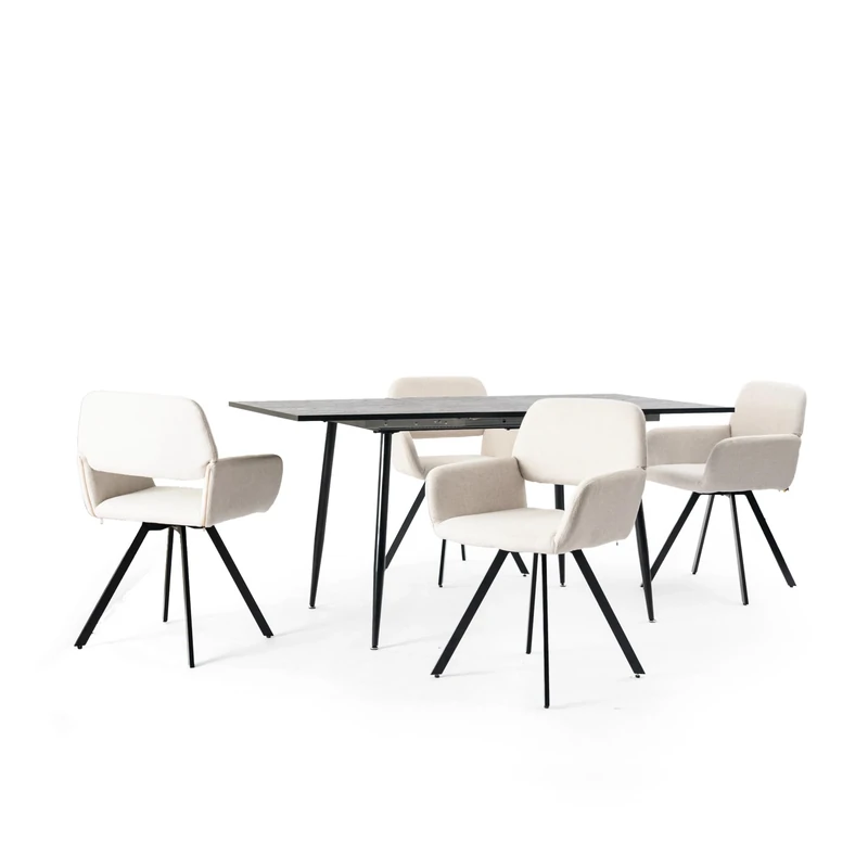 39F Furniture Dream Rectangular Dining Set with 4 Chairs - Set of 4 Chairs with Kitchen Table and Dining Room