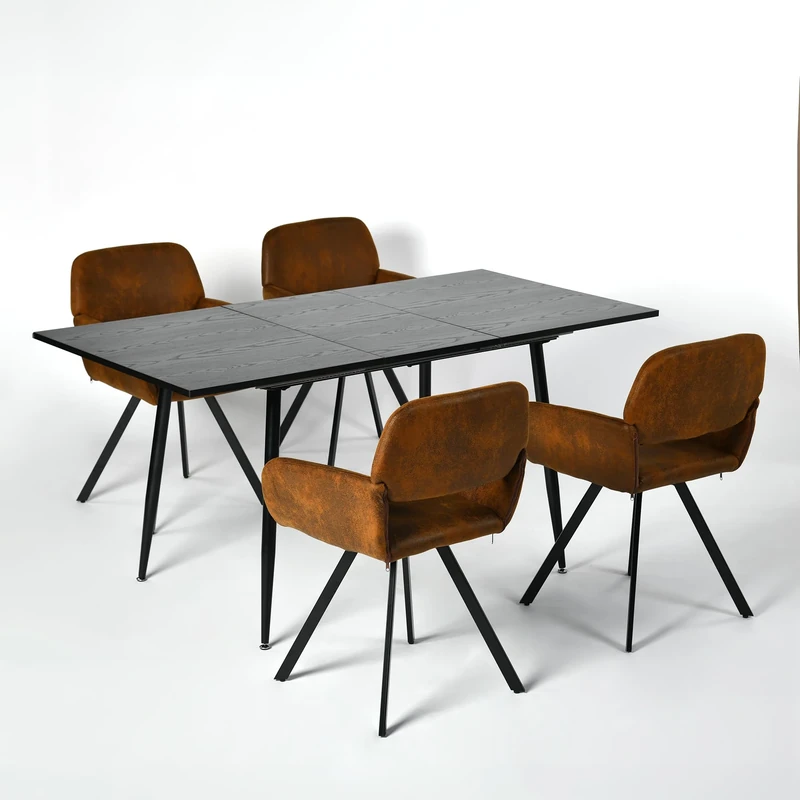 39F Furniture Dream Rectangular Dining Set with 4 Chairs - Set of 4 Chairs with Kitchen Table and Dining Room