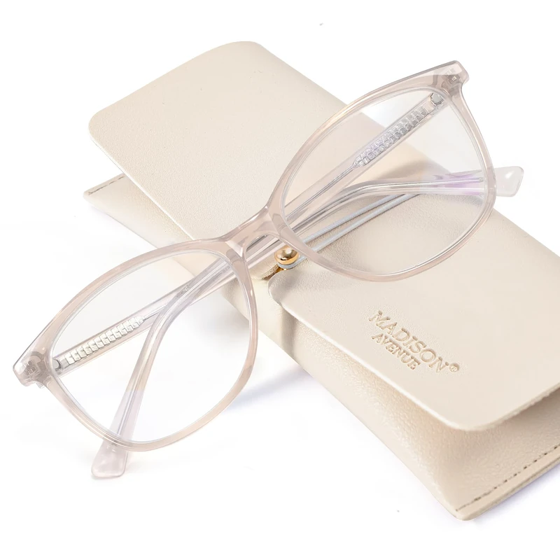 Madison Avenue Blue Light Blocking Glasses Anti Eyestrain UV Glare Blue Light Glasses for Women TV Phone Computer Gaming Eyeglasses(Nude Pink)