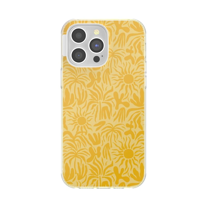 PopSockets iPhone 14 Pro Max Case with MagSafe, Phone Case for iPhone 14 Pro Max, Grip Sold Separately, Wireless Charging Compatible - Sava Sava Palms Turmeric