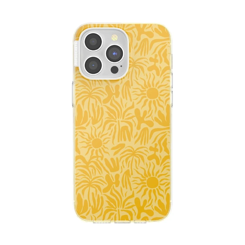 PopSockets iPhone 15 Pro Max Case Compatible with MagSafe, Phone Case for iPhone 15 Pro Max, Wireless Charging Compatible, Case Only - Sava Sava Palms Turmeric