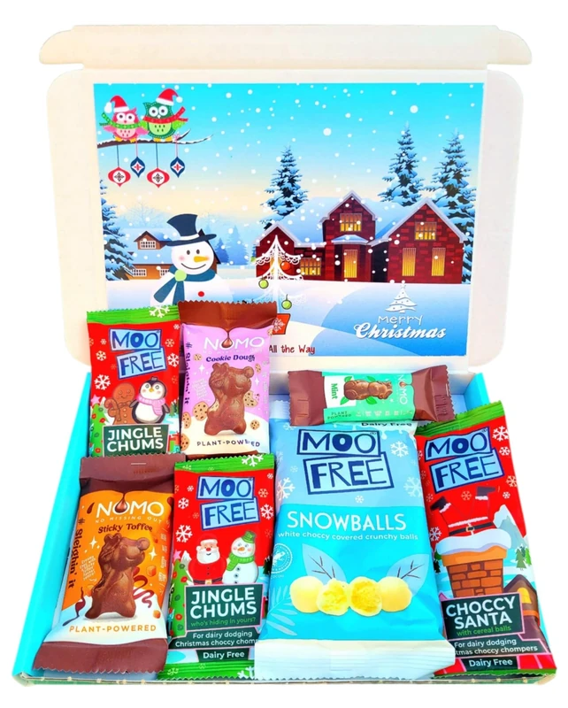Vegan Christmas Chocolate Selection Hamper Gift Box | Free From, Gluten Free, Dairy Free, Lactose Free, Egg Free, Nut Free, Vegan & Vegetarian | Hamper Exclusive To INTERGALACTIC SWEETS