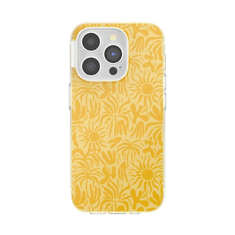 PopSockets iPhone 15 Pro Case Compatible with MagSafe, Phone Case for iPhone 15 Pro, Wireless Charging Compatible, Case Only - Sava Sava Palms Turmeric