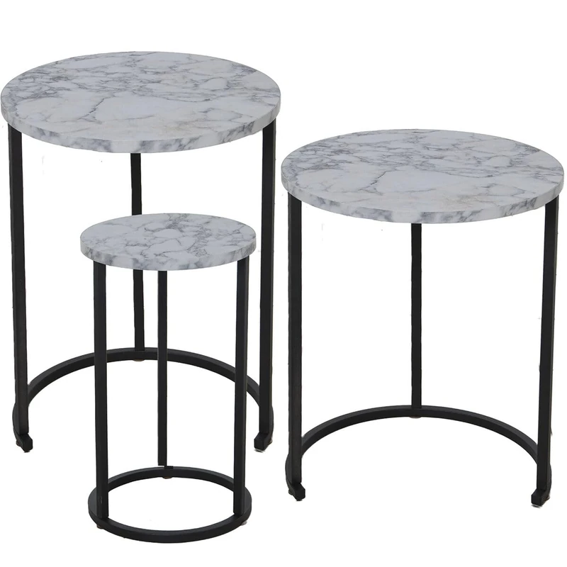 Alexandra House Living Set of 3 tables Black Grey Wood