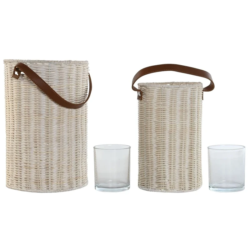 Home ESPRIT Glass Candle Holder 20 x 20 x 30 cm (2 Units)