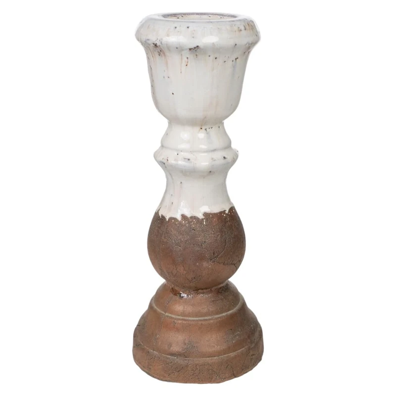 Romimex White Terracotta Candle Holder 16 x 40 x 16 cm