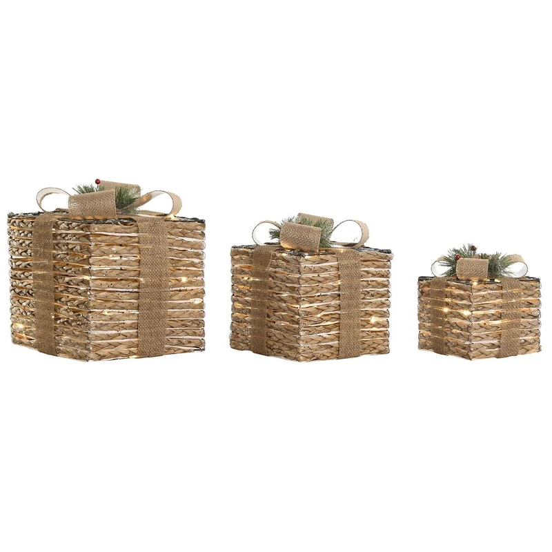 DKD Home Decor Natural Christmas Ornament 25 x 25 x 25 cm (3 Pieces)