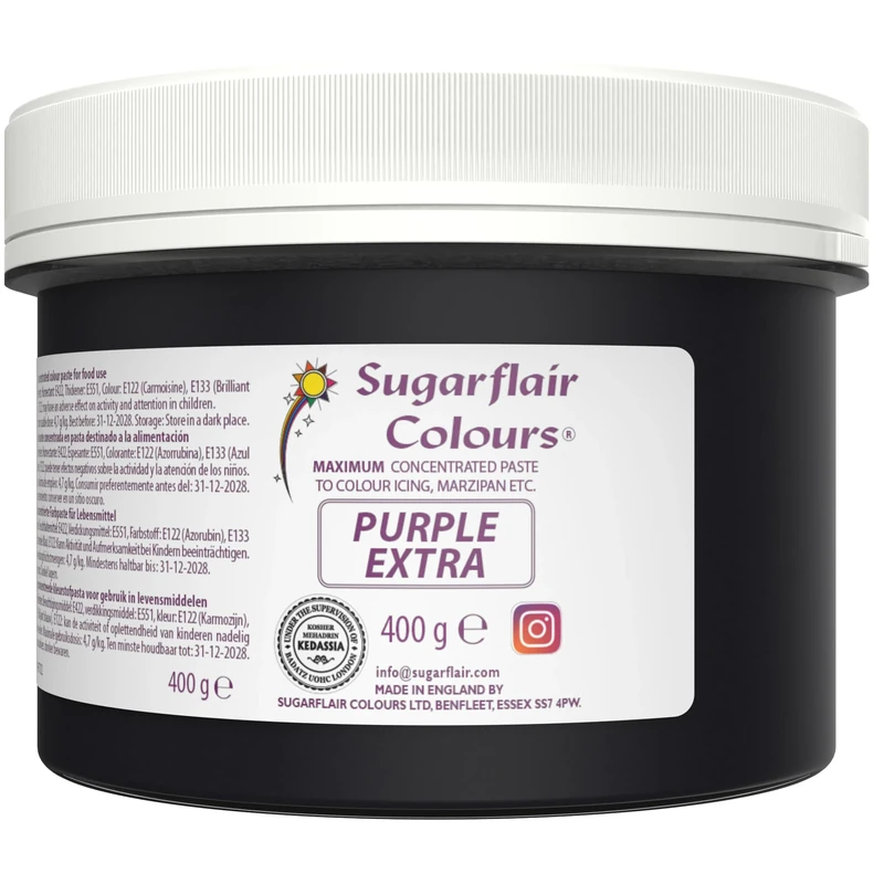 Sugarflair Purple Extra Food Colouring Paste, Maximum Concentrated Food Colouring for Buttercream, Sugar Paste, Royal Icing, Cake Mixes and More! Vibrant Colour Food Dye - 400g