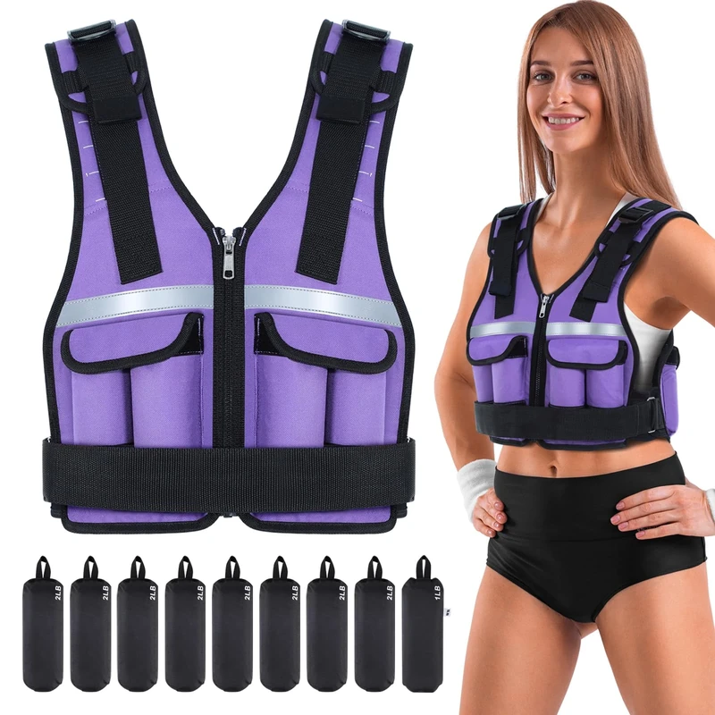 Sportneer Adjustable Weight Vest 0.9kg to 8kg, 9-in-1 Quickly Adjustable Running Vest for Men and Women, Strength Training, Calisthenics and Gym, Weight Vest