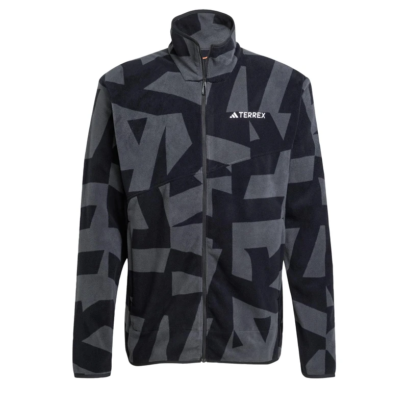 adidas Men's Terrex Multi Printed Full Zip Fleece Jacket, Black/Carbon, S