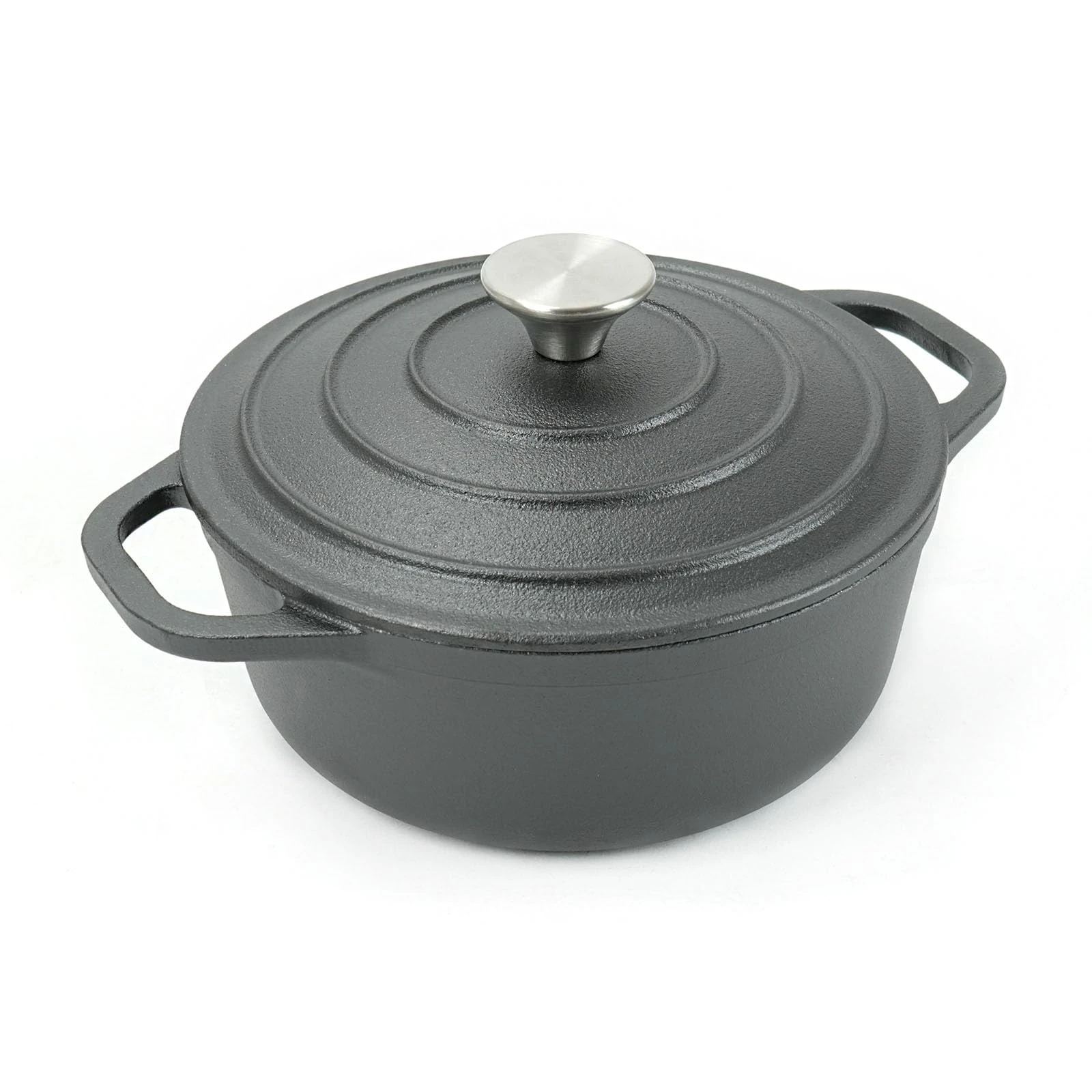 HAWOK Cast Iron Pre-seasoned Mini Dutch oven Dia. 18 cm/7 inch 1.5 Quart with Silicone Bread Sling Black