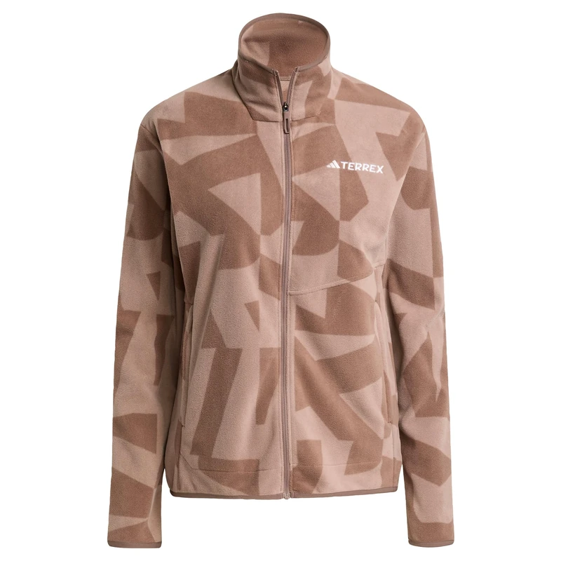adidas Women's Terrex Multi Printed Full Zip Fleece Jacket, Earth Strata/Trace Brown, M
