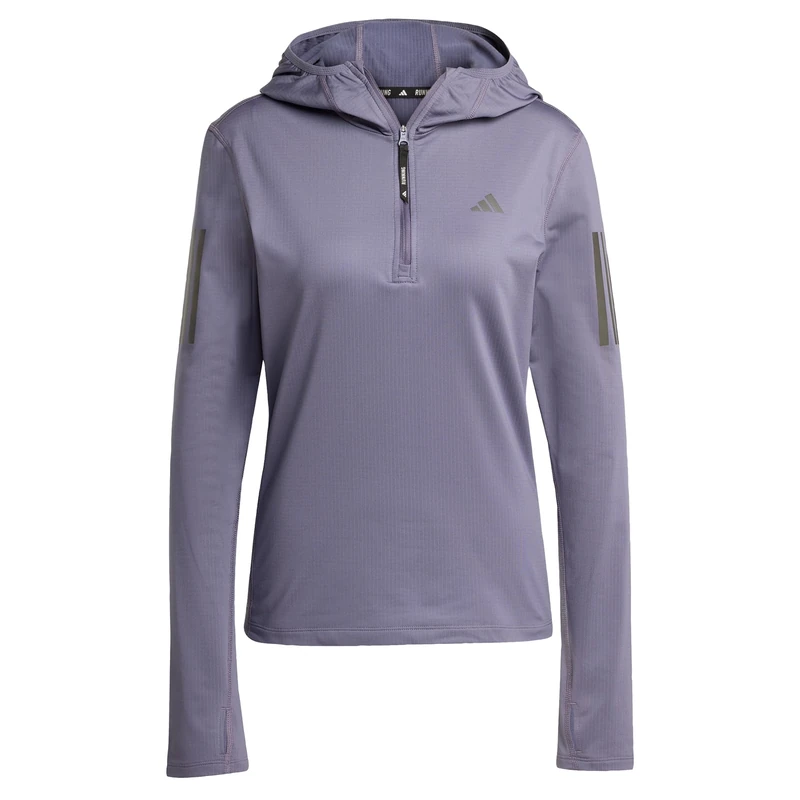 adidas Women's Own the Run Winterized Hooded Half-Zip, Preloved Violet, L
