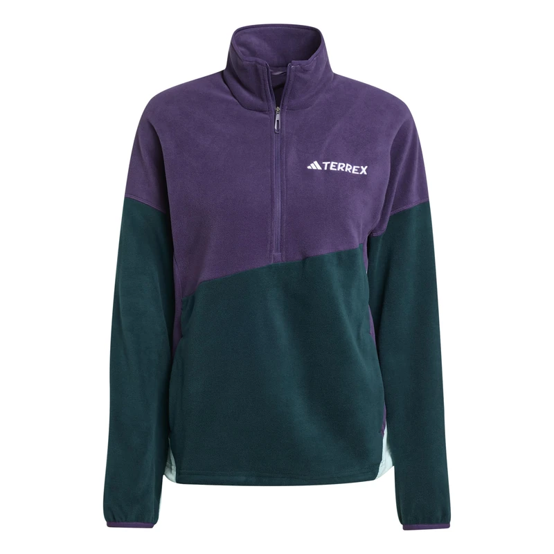 adidas Women's Terrex Multi CLIMAWARM Fleece Anorak, Aurora Plum/Aurora Ivy/Semi Flash Aqua, XL