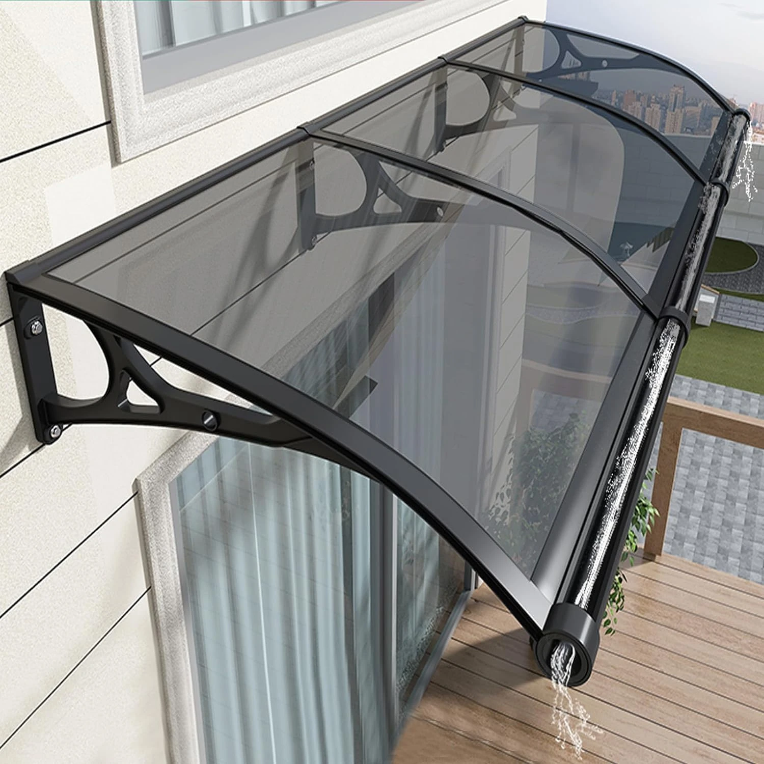 Window Awning Canopy with Aluminum Bracket, Outdoor Patio Awning, Front Door Canopy for UV, Rain and Snow Protection