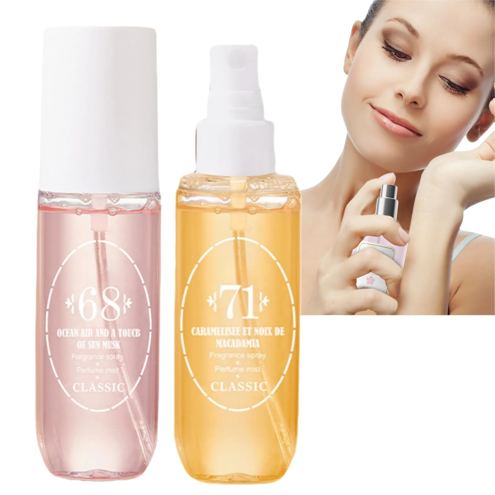 2PCS Brazilian Perfume Body Spray,Hair & Body Perfume Spray Mist,Fruity Body Spray,Fruity and Floral Body Fragrance,Hair Perfume Mist,Long Lasting Oil Perfume,Natural Moisturizing Body Splash