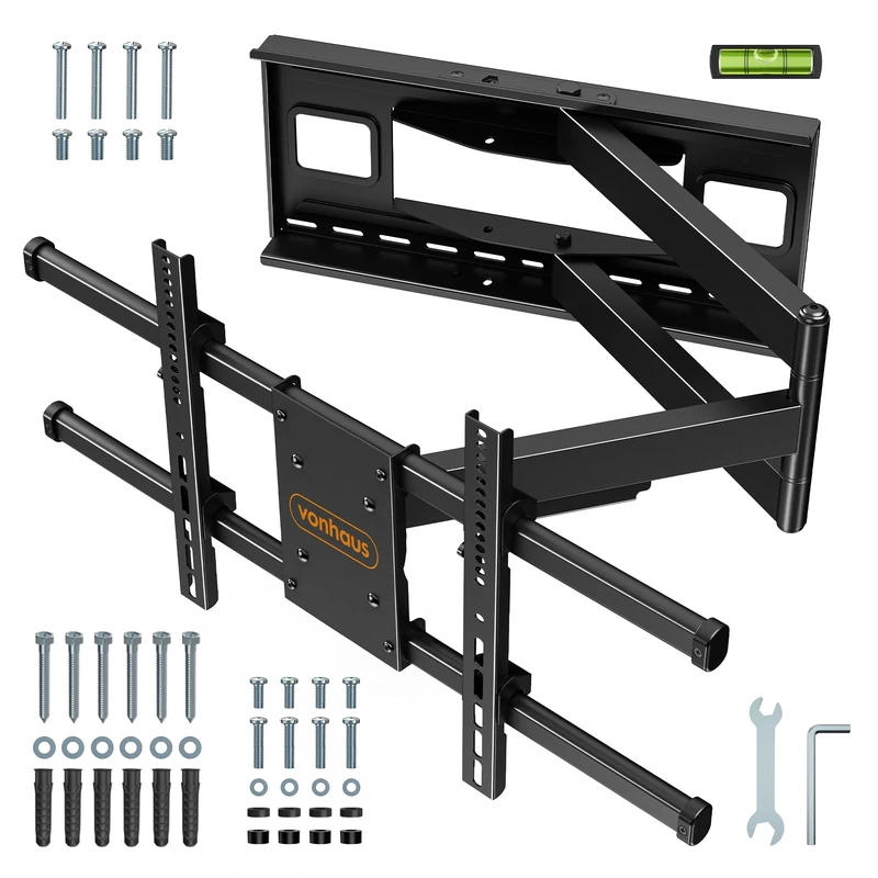 VonHaus TV Wall Bracket for 40-85" Screens, TV Bracket with 1m+ Extra Long Articulated Arm & Spirit Level, Wall Mount with Full Tilt & Swivel, 50kg Capacity, Max VESA: 800x400mm