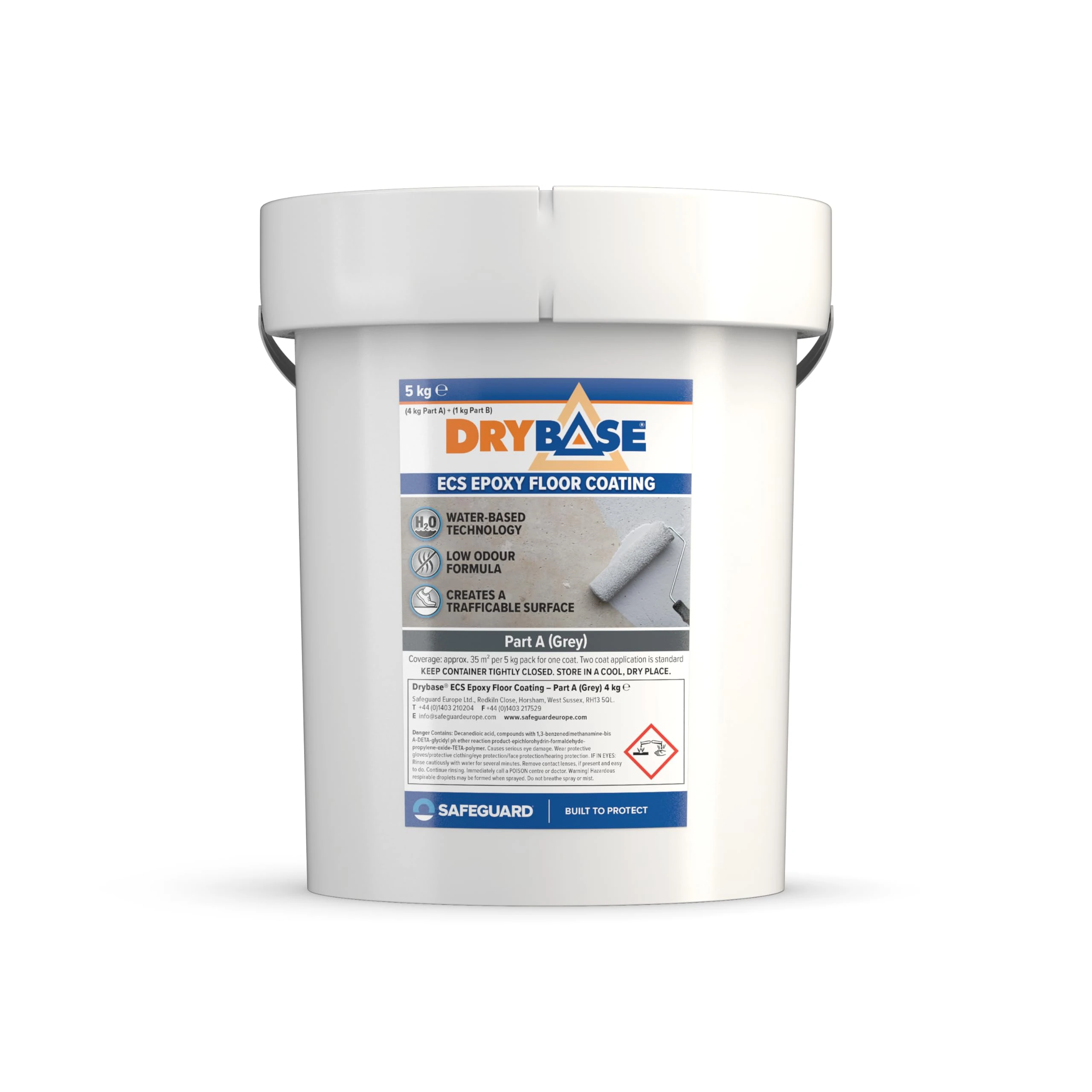 Drybase ECS Epoxy Floor Paint 5 Kg (Grey) - Waterproof Concrete Floor Paint for Garage, Kitchen or Industrial Factory