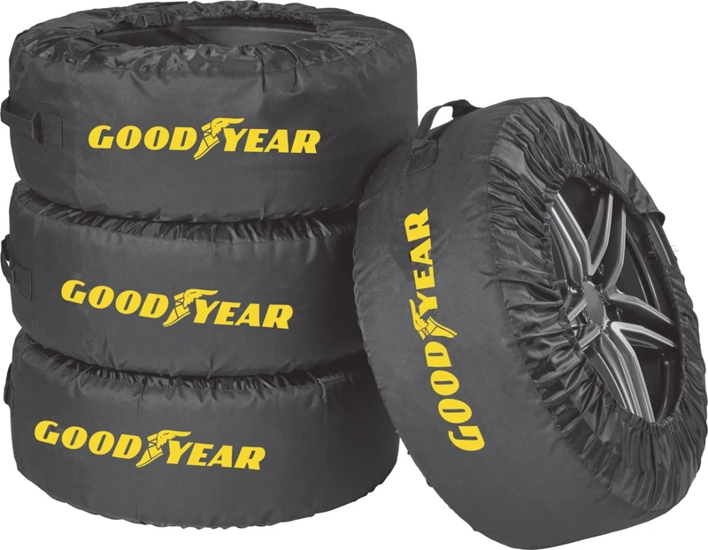GOODYEAR Tyre bags made of 600D polyester for transporting, storage of tyres, UV protection, water-repellent, black, set of 4