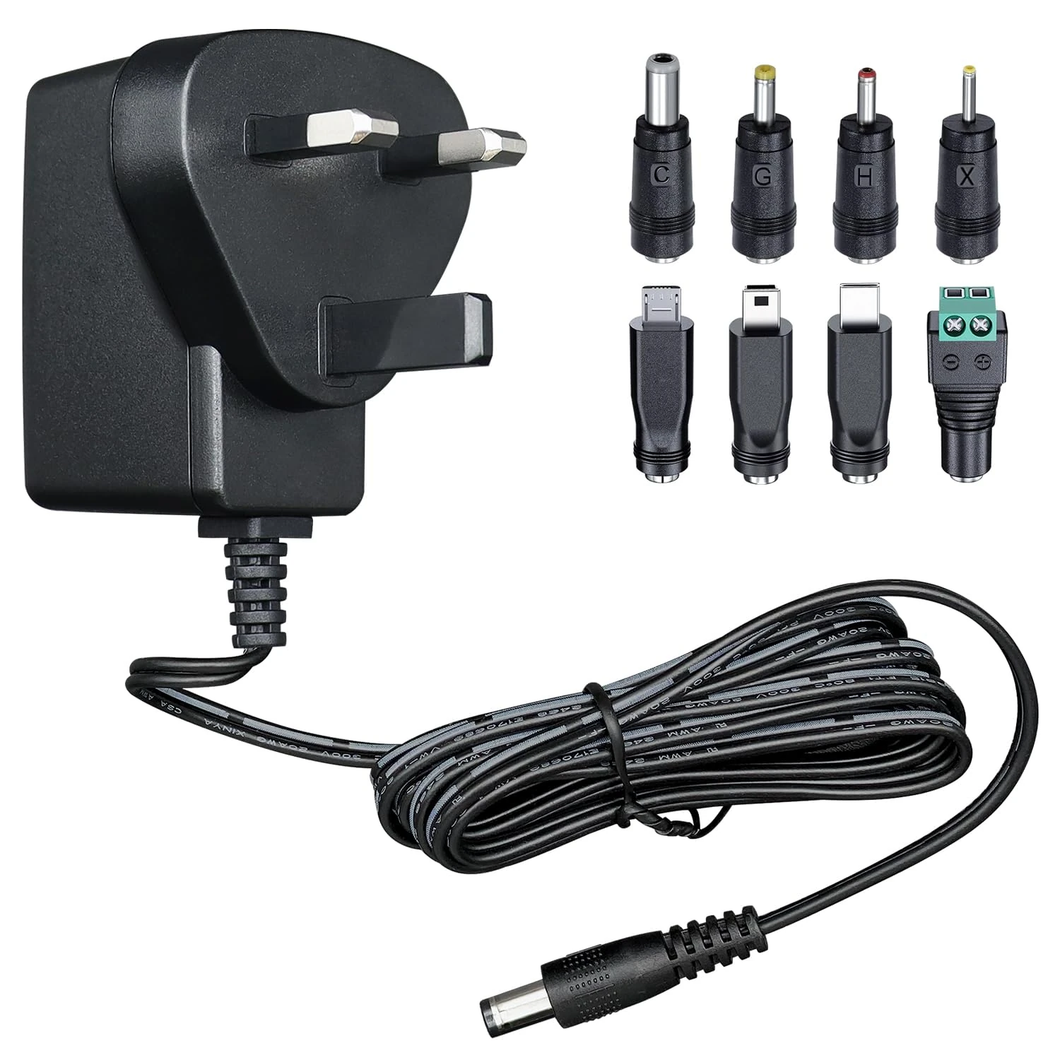 ANLINK 5V 1A/1000mA Power Supply Adapter, AC 100-240V 50/60Hz to DC 5V 1A/1000mA 5W 5.5x2.1mm Wall Plug, Center Positive, 1.8M Long Cable for Stable and Flexible Use, 8 Tips Included