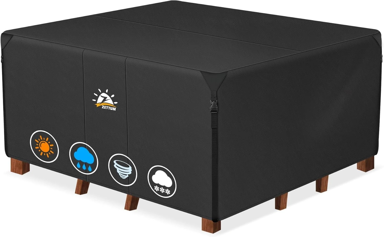 Zettum 221x221x73cm Outdoor Table Covers Waterproof Durable 600D Oxford Fabric Patio Table Cover for Garden Cube Rattan Sofa Chair Set Cover Heavy Duty Garden Furniture Covers, Square