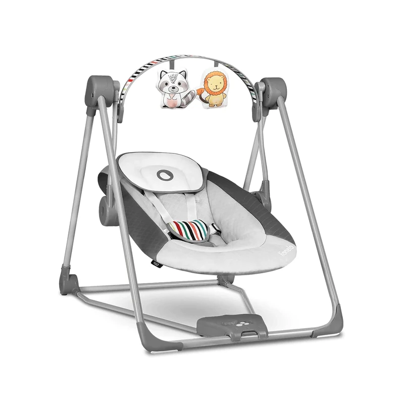 Lionelo Otto Baby Rocker for Newborns & Infants up to 9kg with Nature Sounds, Timer, 5-Speed Electric Swing, Adjustable Toy Bar, Soft Cushion, 5-Point Harness, Compact Fold