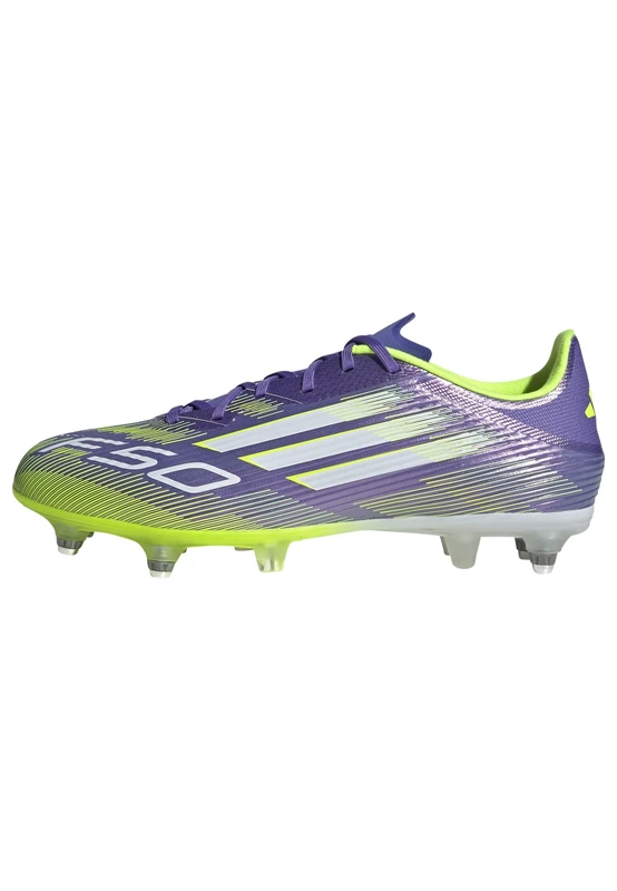 adidas Unisex F50 League Soft Ground Football Boots, Purple Rush/Cloud White/Lucid Lemon, 6.5 UK