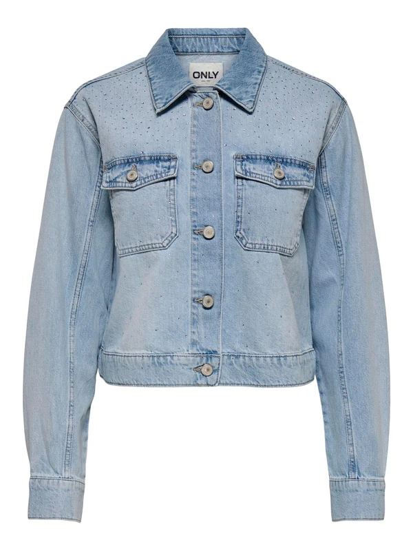 ONLY Women's Onllumi LS Rhinestone Jacket DNM PIM, Light blue (light blue denim), S