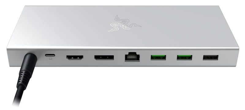 Razer USB 4 Dock - 14-port High Speed Dock for Gaming and Productivity - Dual Display Support, Charging Devices (3x USB-C, 5x USB-A, HDMI, DisplayPort, Gigabit Ethernet) White