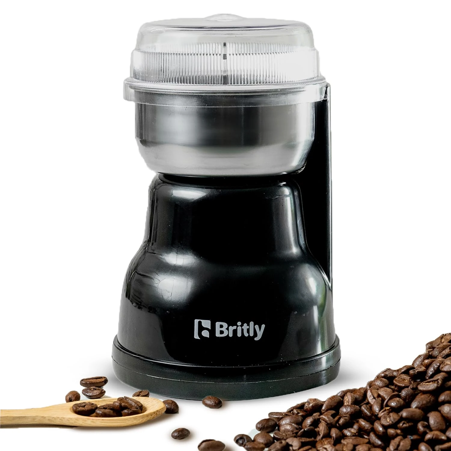 Britly Coffee Grinder | 160W Electric Coffee Grinder | Stainless Steel Blades for Coffee Beans Spices and Herbs | One Touch Operation | 1 Year Warranty