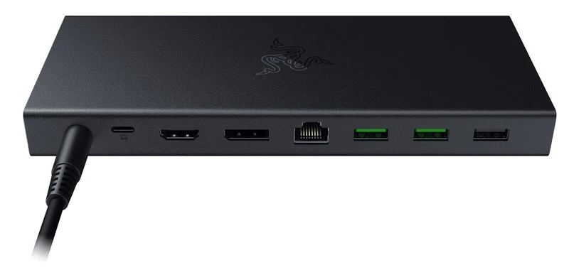 Razer USB 4 Dock - 14-port High Speed Dock for Gaming and Productivity - Dual Display Support, Charging Devices (3x USB-C, 5x USB-A, HDMI, DisplayPort, Gigabit Ethernet) Black