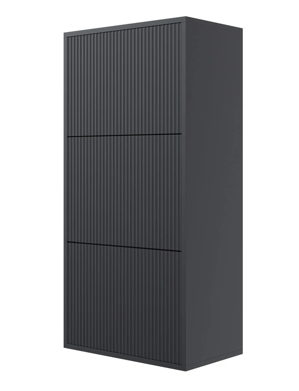 Selsey Shoe Cabinet Shoe Rack 50 cm 3 Flaps Shoe Cabinet 12 Pairs Shoes Shoe Storage Hanging Black Veldio