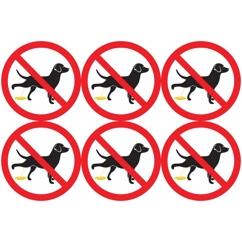 Ambiance Sticker Laminated Laminated Adhesive Dog Pee Sign Sticker Water and U Resistant Do Not Let Dogs Urinate Round – 6 Stickers 30 cm φ