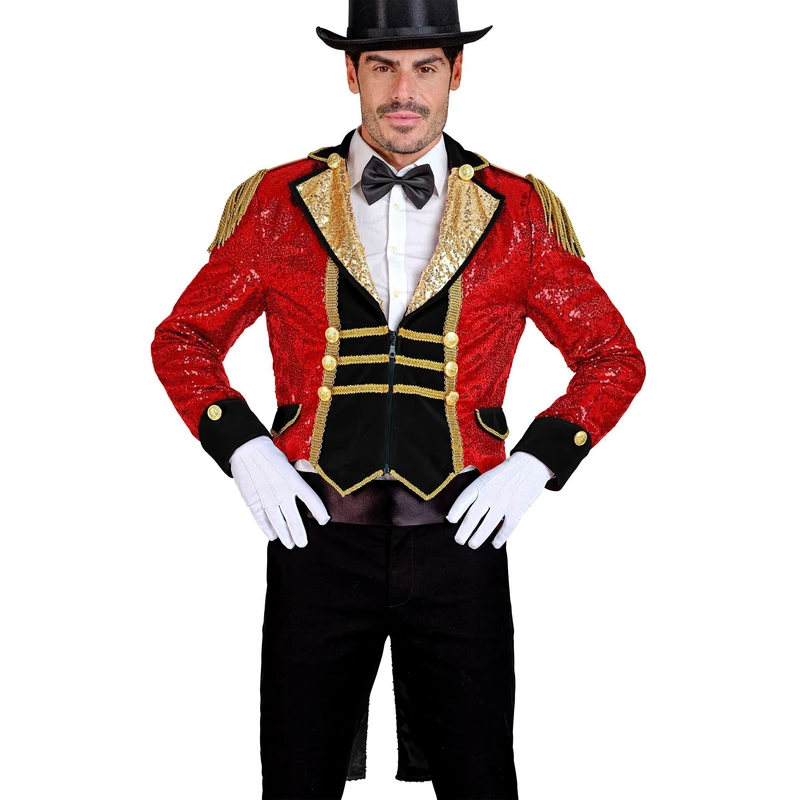 W WIDMANN MILANO Party Fashion 60990 Paillettenfrack Zirkusdirektor Sequin Frack Circus Director, red, XXL