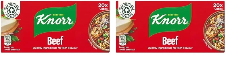 Knorr Beef Stock Cubes gluten-free to add a rich beef flavour to your dishes 20x 10 g (Pack of 2)