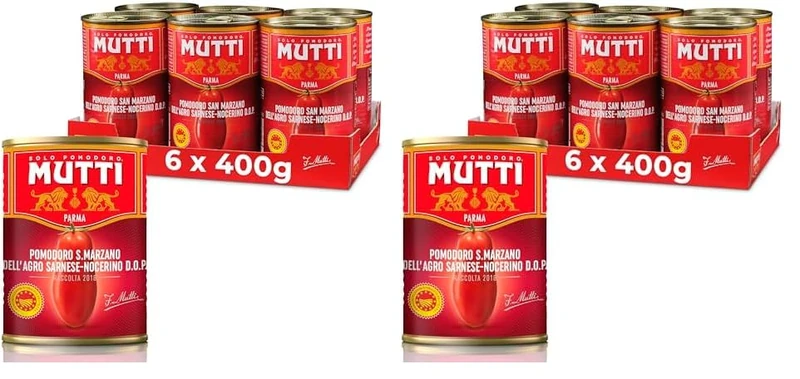Mutti San Marzano peeled tomatoes, 6x 400g (Pack of 2)