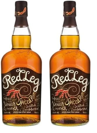 RedLeg Spiced Rum - Premium Caribbean rum spiced with ginger & vanilla, 70cl (Pack of 2)