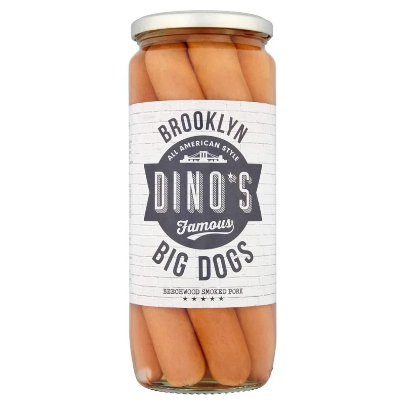 Dino's Famous Brooklyn Big Dogs, 8 Hot Dogs, 720 g Jar (Pack of 10)