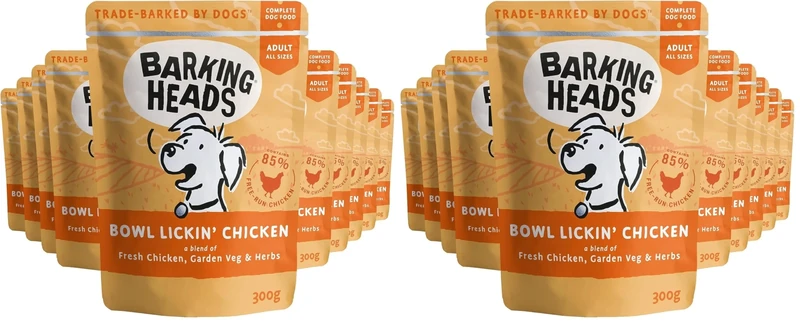 Barking Heads Wet Dog Food - Bowl Lickin' Chicken - No Artificial Flavours - Grain-Free Recipe (10 x 300 g) (Pack of 2)